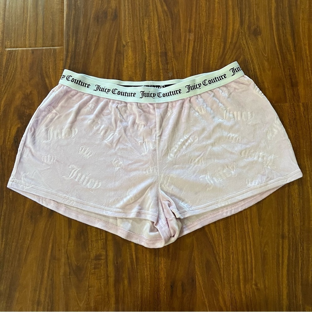 Juicy Couture Light Pink Velour Pajama Sleep Shorts Logo size XL